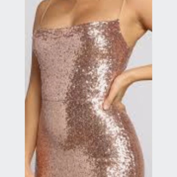 Lulu’s Bring It Rose Gold Sequin Dress - Picture 6 of 6